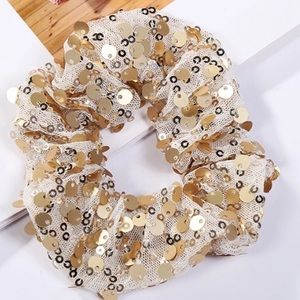 BOGO Golden Tulle Sequin Scrunchies